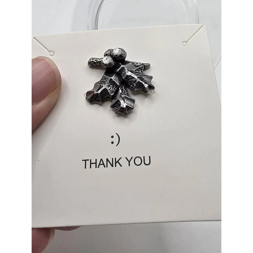 Pewter Diamond Cut Holly Berry Lapel Pin